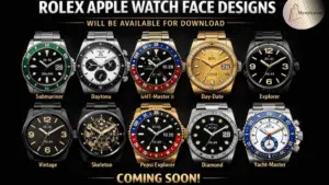 Rolex Apple Watch Face displaying elegant time on a digital smartwatch screen.