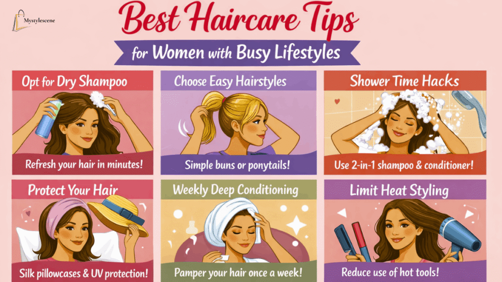 Haircare tips infographic for busy women