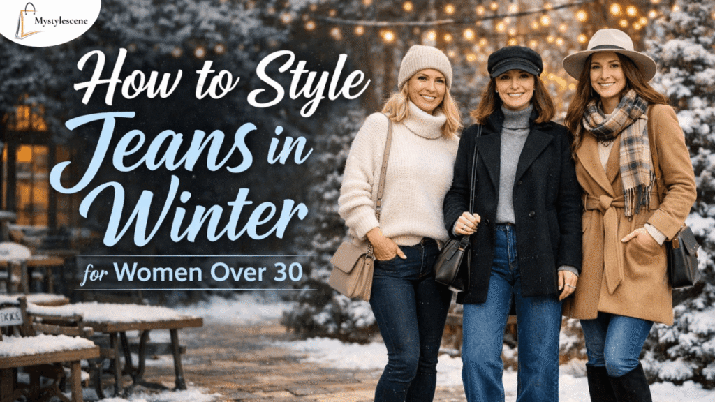 How to style jeans in winter for women over 30 with warm and timeless outfit ideas