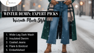 What jeans are in style for winter – wide-leg dark wash denim styled with boots and a coat